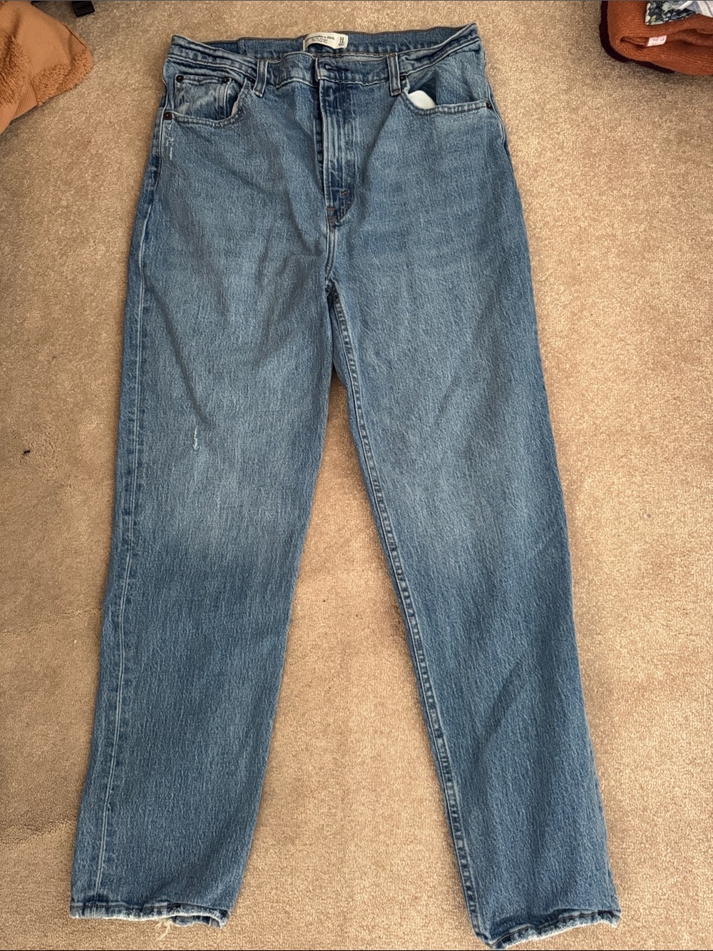 Abercrombie & Fitch The '90s Straight Ultra High Rise Jeans Blue Waist 32